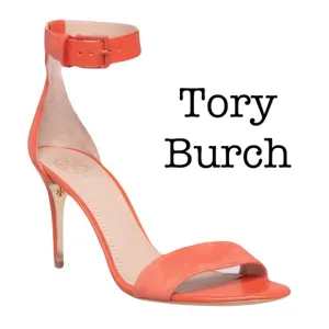 Tory Burch Classic Coral Suede Ankle Strap Heels Sandals Size 9
