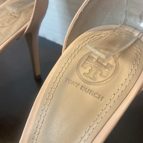 Tory Burch Classic Pale Pink Suede Ankle Strap Heels Sandals Size 9