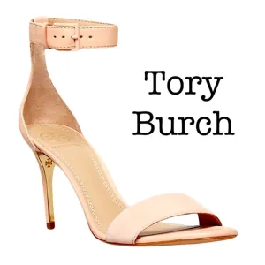 Tory Burch Classic Pale Pink Suede Ankle Strap Heels Sandals Size 9