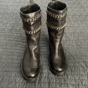 Tory Burch Connell Chain Boots with Gold Chain Accents