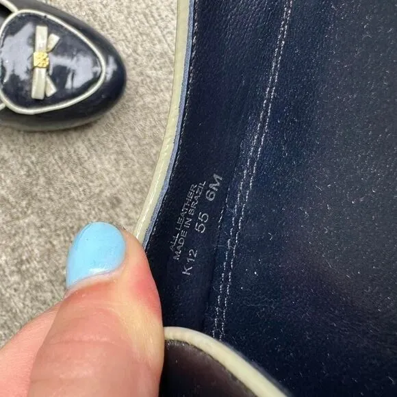 Tory Burch Dakota Flats‎ Women's Size 6 Patent Leather Blue Bow Ballet Loafer