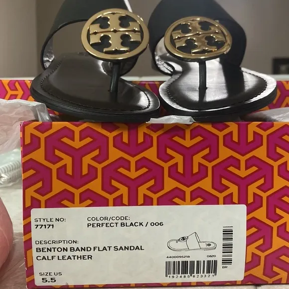 Tory Burch Denton Band Flat Sandals calf leather