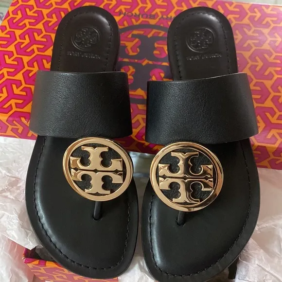 Tory Burch Denton Band Flat Sandals calf leather