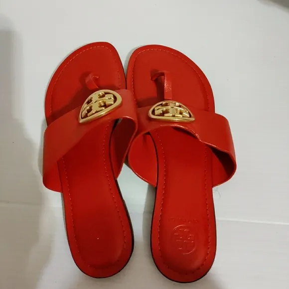 TORY BURCH Everly Backless Flat Thong Sandals RED