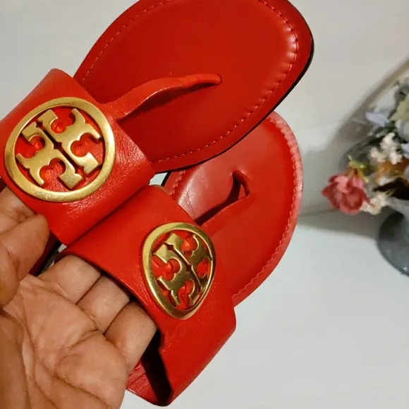 TORY BURCH Everly Backless Flat Thong Sandals RED
