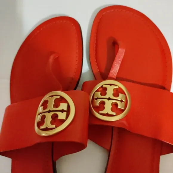 TORY BURCH Everly Backless Flat Thong Sandals RED