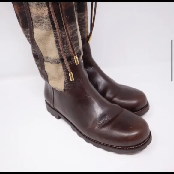 Tory Burch flannel and leather boots. EUC