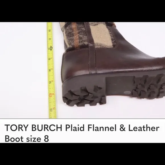 Tory Burch flannel and leather boots. EUC