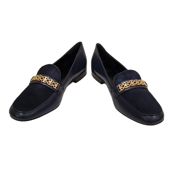 Tory Burch Gemini Link Leather Loafer in Royal Blue