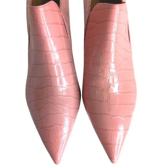 Tory Burch Georgina 80mm Ankle Bootie Elegant Pink Croc-Embossed Heels.. Size 10