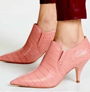 Tory Burch Georgina 80mm Ankle Bootie Elegant Pink Croc-Embossed Heels.. Size 10