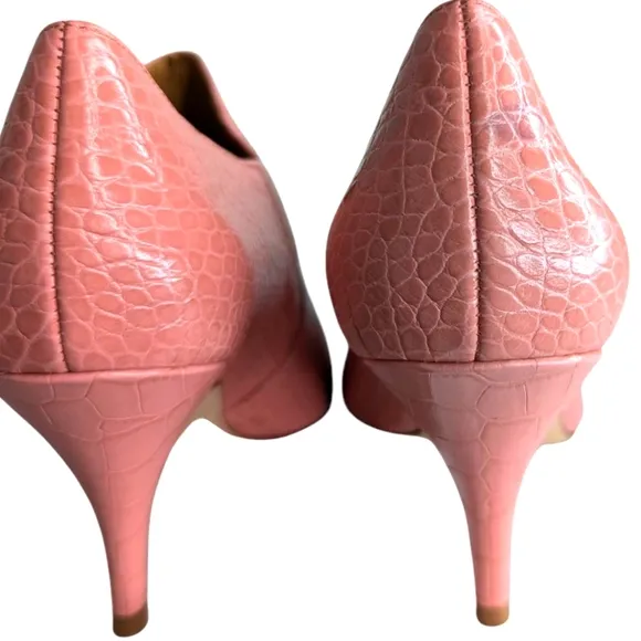 Tory Burch Georgina 80mm Ankle Bootie Elegant Pink Croc-Embossed Heels.. Size 10
