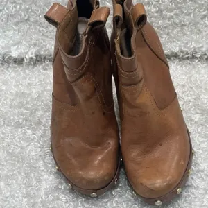 Tory Burch Ginevra Tan Brown Leather Studded Ankle Boots Platform
