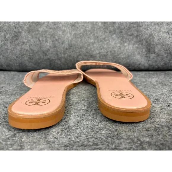 Tory Burch Ines Flat Slide Sandals Women's EU 42 US 11 Pink Mesh