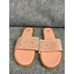 Tory Burch Ines Flat Slide Sandals Women's EU 42 US 11 Pink Mesh