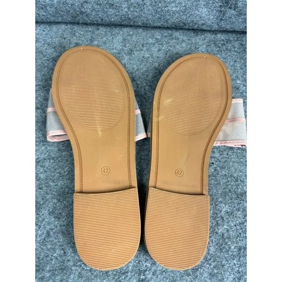 Tory Burch Ines Flat Slide Sandals Women's EU 42 US 11 Pink Mesh
