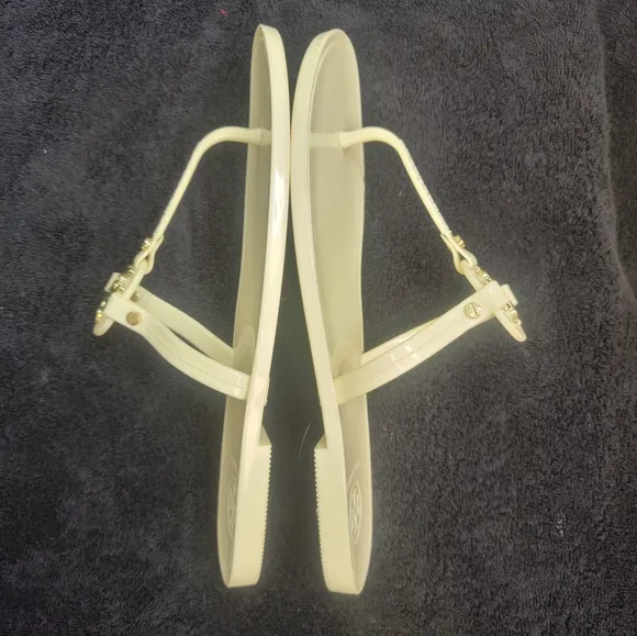 Tory Burch Ivory Off White Mini Miller Flat Thong Jelly Sandals Size6