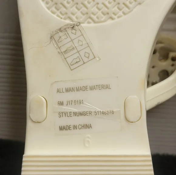 Tory Burch Ivory Off White Mini Miller Flat Thong Jelly Sandals Size6