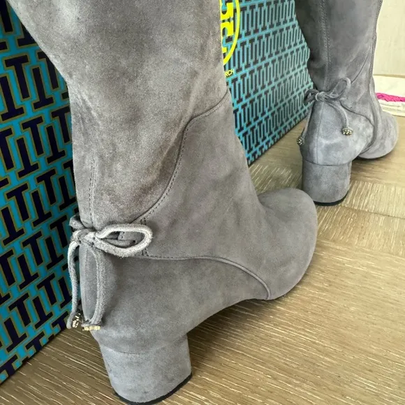 Tory Burch Laila 45MM Over-the-Knee Boot Stretch Suede Sz 7.5