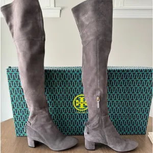 Tory Burch Laila 45MM Over-the-Knee Boot Stretch Suede Sz 7.5