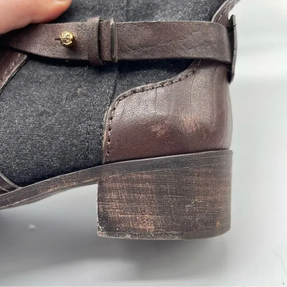 Tory Burch, Leather and Wool Travel Boots, Size 8M. Leather Sole. Excellent cond