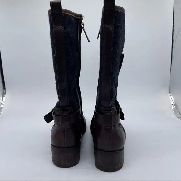 Tory Burch, Leather and Wool Travel Boots, Size 8M. Leather Sole. Excellent cond