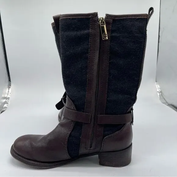 Tory Burch, Leather and Wool Travel Boots, Size 8M. Leather Sole. Excellent cond