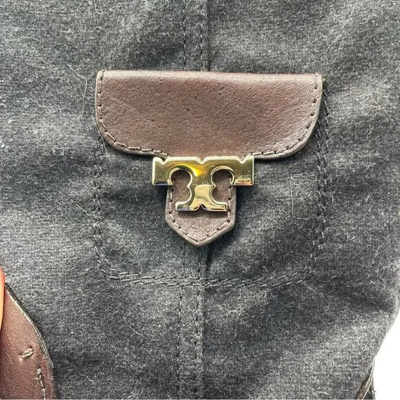 Tory Burch, Leather and Wool Travel Boots, Size 8M. Leather Sole. Excellent cond