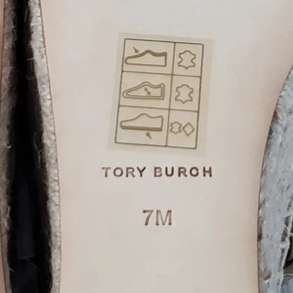 Tory Burch Leather Basketweave Espedrille Wedge Sandals, Almond, 7, NWT