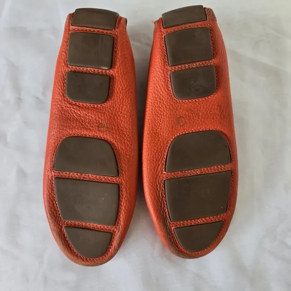 Tory Burch Leather Orange Loafers