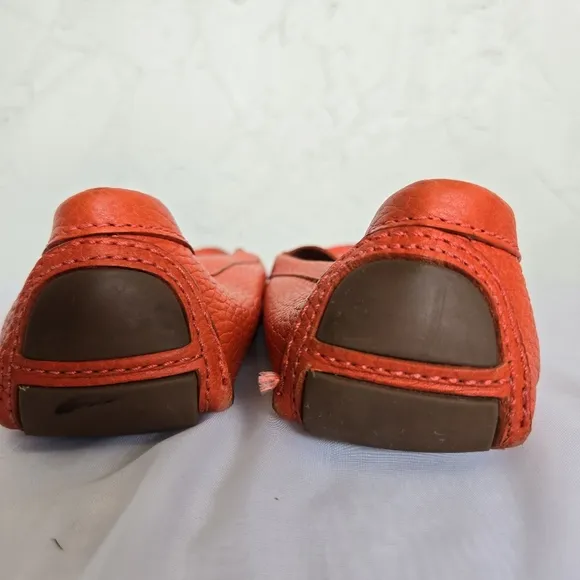 Tory Burch Leather Orange Loafers