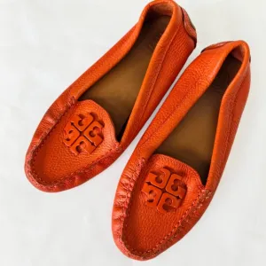 Tory Burch Leather Orange Loafers