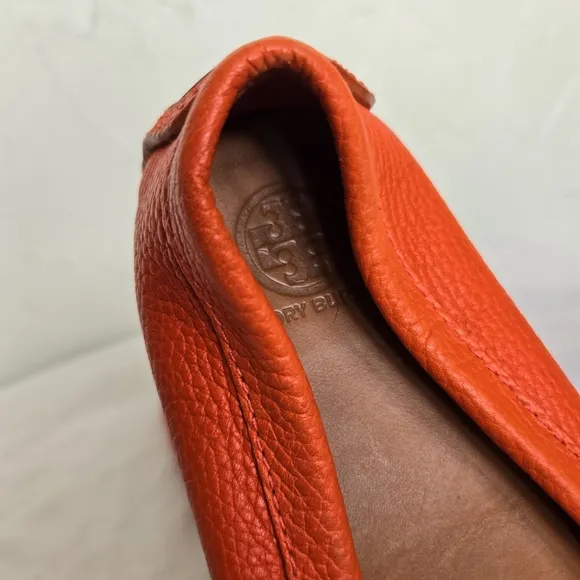Tory Burch Leather Orange Loafers