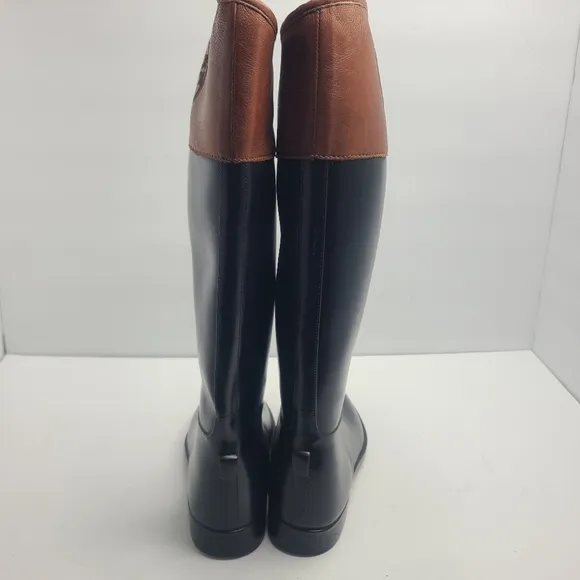 Tory Burch Leather Rubber Riding  Rain‎ Pull Up Boots Size 8B