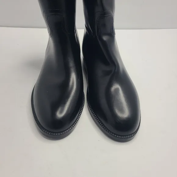 Tory Burch Leather Rubber Riding  Rain‎ Pull Up Boots Size 8B