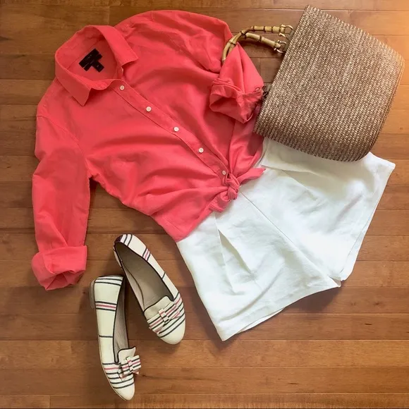 TORY Burch Linen silk blend pleated shorts 🌸 0