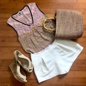 TORY Burch Linen silk blend pleated shorts 🌸 0