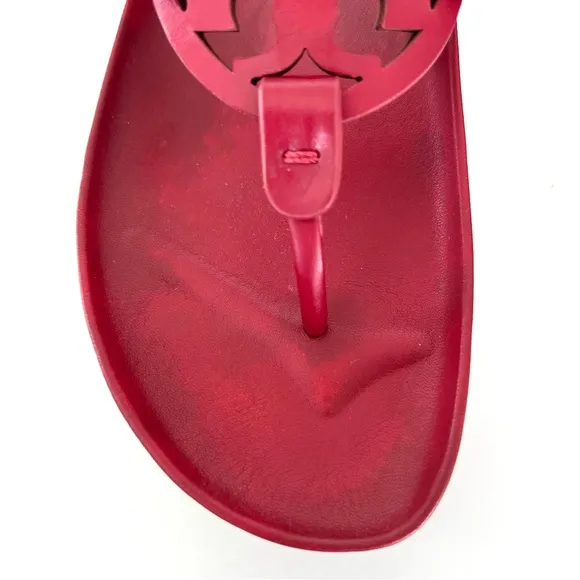 TORY BURCH Miller Cloud Red Rubber Front Leather Thong Open Flat Sandals Sz 7.5