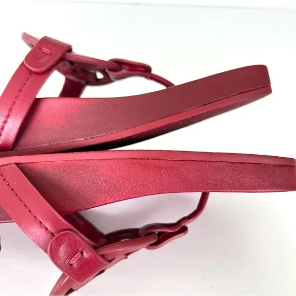 TORY BURCH Miller Cloud Red Rubber Front Leather Thong Open Flat Sandals Sz 7.5