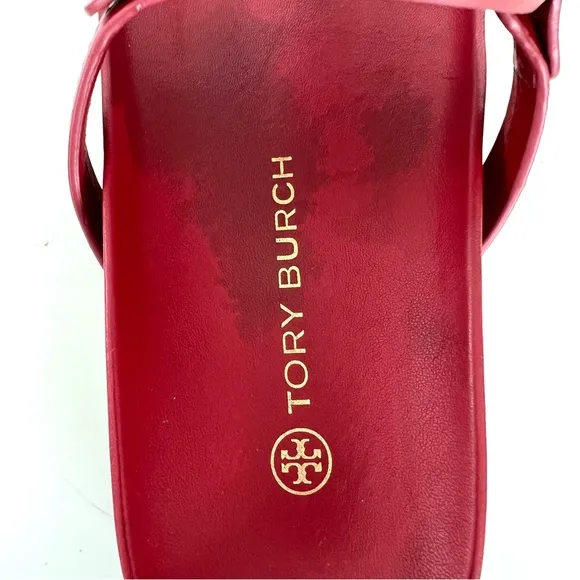 TORY BURCH Miller Cloud Red Rubber Front Leather Thong Open Flat Sandals Sz 7.5