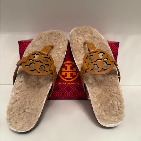 TORY BURCH MILLER CLOUD SHEARLING SLIDES