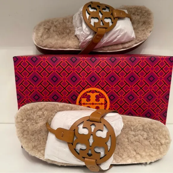 TORY BURCH MILLER CLOUD SHEARLING SLIDES
