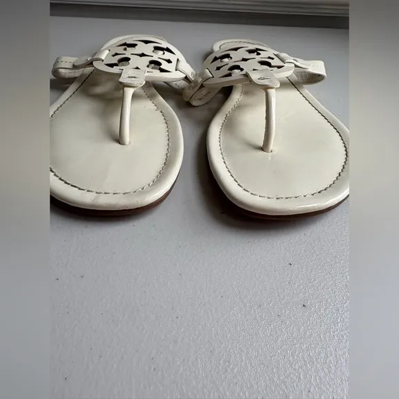 Tory Burch Miller Sandals | Size 10.5 | Ivory Patent Leather | Classic Summer