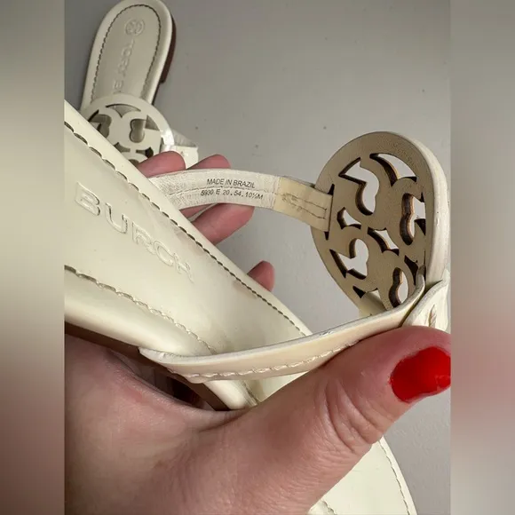 Tory Burch Miller Sandals | Size 10.5 | Ivory Patent Leather | Classic Summer