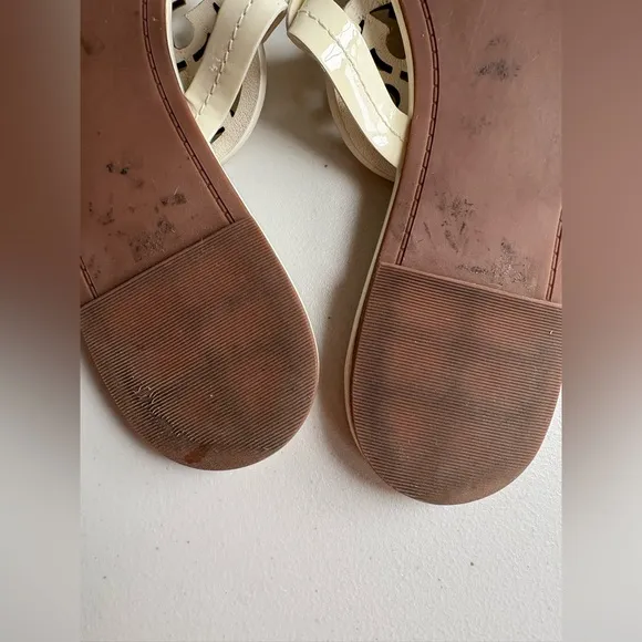 Tory Burch Miller Sandals | Size 10.5 | Ivory Patent Leather | Classic Summer