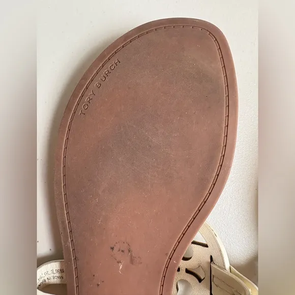 Tory Burch Miller Sandals | Size 10.5 | Ivory Patent Leather | Classic Summer