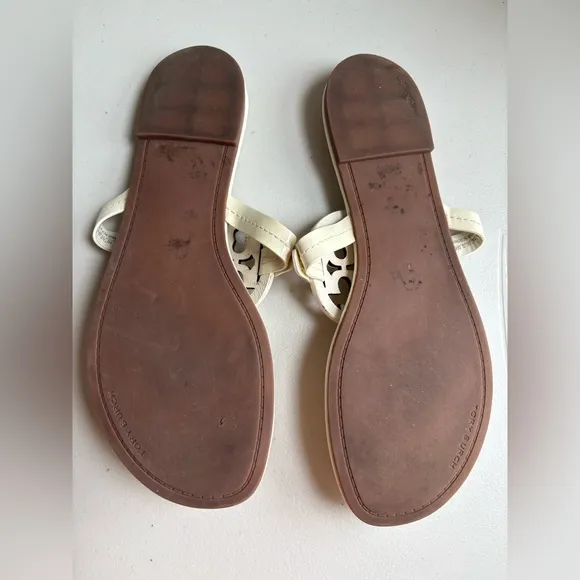 Tory Burch Miller Sandals | Size 10.5 | Ivory Patent Leather | Classic Summer
