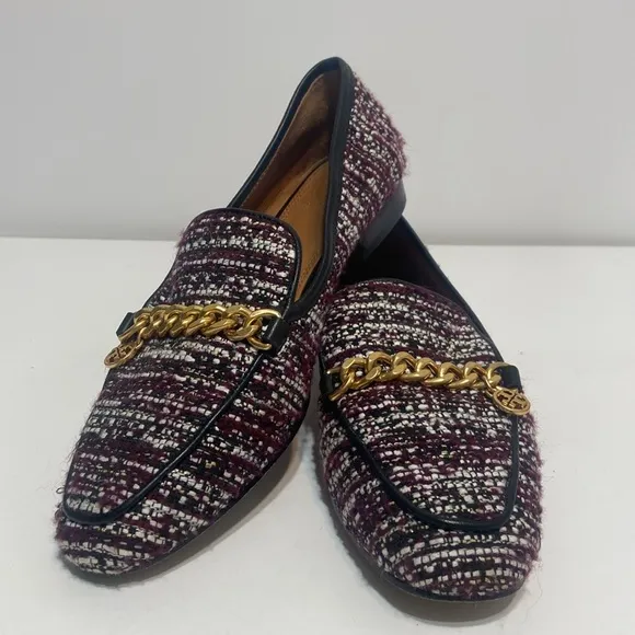 Tory Burch Mini Benton Charm Tweed Loafers Size 7
