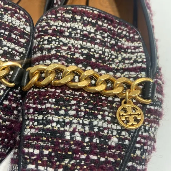 Tory Burch Mini Benton Charm Tweed Loafers Size 7