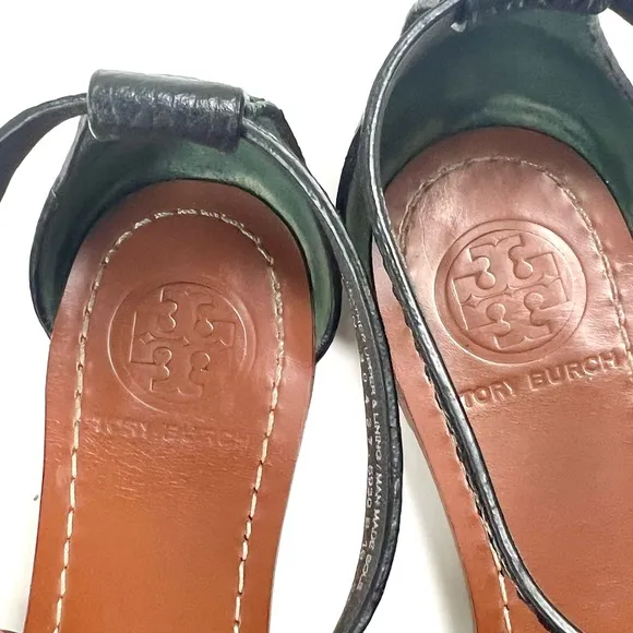 Tory Burch Phoebe Flat Thong Black Leather Sandals